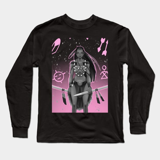 Native Girl Instinct Long Sleeve T-Shirt by Urban Inkfinity